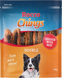 Produktbild von Rocco Chings Belohnungssnack Huhn und Rind 4 x 200 g ohne Farb- und Aromastoffe und ohne Zucker - 4 x 200 g