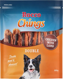 Produktbild von Rocco Chings Double Belohnungssnack Hund Huhn und Lamm 12 x 200 g ohne Farb- und Aromastoffe und ohne Zucker - 12 x 200 g