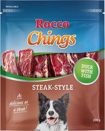 Produktbild von Rocco Chings Steak Style Hundetrockenfleisch Ente mit hohem Fleischanteil 4 x 200 g - 4 x 200 g