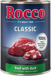 Produktbild von Rocco Classic Hundefutter Adult Rind mit Ente Stückchen in Sauce Getreidefrei 24 x 400 g - 24 x 400 g