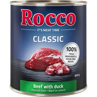 Produktbild von Rocco Classic Hundefutter Adult Rind mit Ente Stückchen in Sauce getreidefrei 6 x 800 g - 6 x 800 g