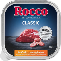 Produktbild von Rocco Classic Hundefutter Adult Rind mit Geflügelherzen Stückchen in Sauce getreidefrei 9 x 300 g - 9 x 300 g