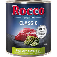 Produktbild von Rocco Classic Hundefutter Adult Rind mit Grünem Pansen Stückchen in Sauce Getreidefrei 6 x 800 g - 6 x 800 g