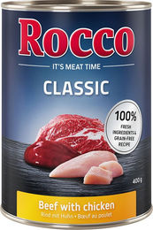 Produktbild von Rocco Classic Hundefutter Adult Rind mit Huhn Stückchen in Sauce Getreidefrei 24 x 400 g - 24 x 400 g