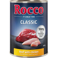 Produktbild von Rocco Classic Hundefutter Adult Rind mit Huhn Stückchen in Sauce Getreidefrei 24 x 400 g - 24 x 400 g
