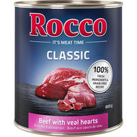 Produktbild von Rocco Classic Hundefutter Adult Rind mit Kalbsherzen Stückchen in Sauce getreidefrei 6 x 800 g - 6 x 800 g