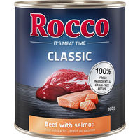 Produktbild von Rocco Classic Hundefutter Adult Rind mit Lachs Stückchen in Sauce getreidefrei 6 x 800 g - 6 x 800 g