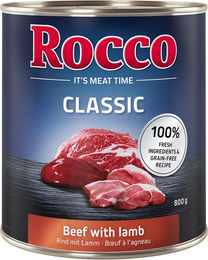 Produktbild von Rocco Classic Hundefutter Adult Rind mit Lamm Stückchen in Sauce getreidefrei 6 x 800 g - 6 x 800 g