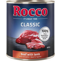 Produktbild von Rocco Classic Hundefutter Adult Rind mit Lamm Stückchen in Sauce getreidefrei 6 x 800 g - 6 x 800 g
