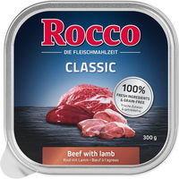 Produktbild von Rocco Classic Hundefutter Adult Rind mit Lamm Stückchen in Sauce getreidefrei 9 x 300 g