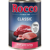 Produktbild von Rocco Classic Hundefutter Adult Rind mit Pute Stückchen in Sauce getreidefrei 24 x 400 g - 24 x 400 g