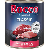 Produktbild von Rocco Classic Hundefutter Adult Rind mit Pute Stückchen in Sauce getreidefrei 6 x 800 g - 6 x 800 g