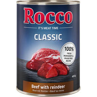Produktbild von Rocco Classic Hundefutter Adult Rind mit Rentier Stückchen in Sauce getreidefrei 24 x 400 g