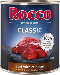 Produktbild von Rocco Classic Hundefutter Adult Rind mit Rentier Stückchen in Sauce getreidefrei 6 x 800 g - 6 x 800 g