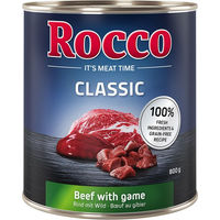 Produktbild von Rocco Classic Hundefutter Adult Rind mit Wild Getreidefrei Stückchen in Sauce 6 x 800 g - 6 x 800 g