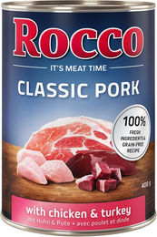 Produktbild von Rocco Classic Hundefutter Adult Schwein Huhn Pute Getreidefrei 6 x 400g - 6 x 400 g