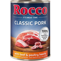 Produktbild von Rocco Classic Hundefutter Adult Schwein mit Rind und Geflügelherzen getreidefrei 6 x 400g - 6 x 400 g