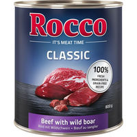 Produktbild von Rocco Classic Hundefutter Adult Stückchen in Sauce Rind mit Wildschwein Getreidefrei 6 x 800 g - 6 x 800 g
