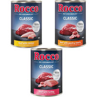 Produktbild von Rocco Classic Probiermix Hund Adult Geflügel-Mix mit Rind Huhn und Pute getreidefrei 6 x 400 g