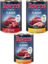 Produktbild von Rocco Classic Probiermix Hund Adult Getreidefrei mit hohem Fleischanteil 6 x 400 g - 6 x 400 g