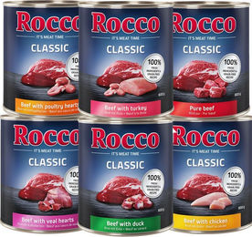 Rocco Classic Probiermix Hund Adult Getreidefrei mit hohem Fleischanteil 6 x 800 g Dose – Bild 1 von 1