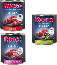Produktbild von Rocco Classic Probiermix Hund Adult Rind und Kalb Stückchen in Sauce getreidefrei 6 x 800 g - 6 x 800 g