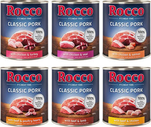 Produktbild von Rocco Classic Probiermix Hund Adult Stückchen in Sauce Getreidefrei 6 x 800 g