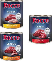 Produktbild von Rocco Classic Probiermix Hund Adult Stückchen in Sauce Rind Geflügel Huhn Getreidefrei 6 x 800 g - 6 x 800 g