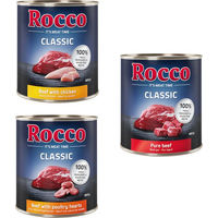Produktbild von Rocco Classic Probiermix Hund Adult Stückchen in Sauce Rind Geflügel Huhn Getreidefrei 6 x 800 g - 6 x 800 g