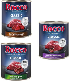 Produktbild von Rocco Classic Probiermix Hund Adult Stückchen in Sauce Wild-Mix Rind Rentier Wildschwein Getreidefrei 6 x 800 g - 6 x 800 g