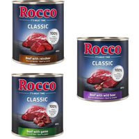 Produktbild von Rocco Classic Probiermix Hund Adult Stückchen in Sauce Wild-Mix Rind Rentier Wildschwein Getreidefrei 6 x 800 g - 6 x 800 g