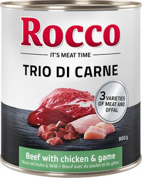 Produktbild von Rocco Classic Trio di Carne Hundefutter Adult Ragout mit Rind, Huhn und Wild getreidefrei 6 x 800 g - 6 x 800 g