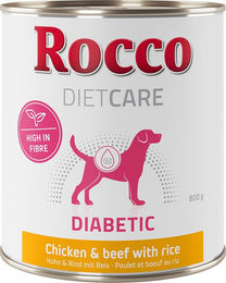 Produktbild von Rocco Diet Care Diabetic Hund Nassfutter Huhn & Rind mit Reis Adult 12 x 800g Getreidefrei Veterinärdiät - 12 x 800 g