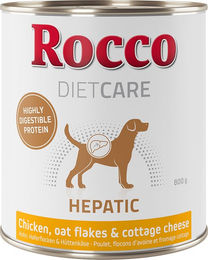 Produktbild von Rocco Diet Care Hepatic Hundefutter Huhn mit Haferflocken und Hüttenkäse Adult 12 x 800 g - 12 x 800 g