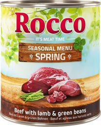 Produktbild von Rocco Frühlings-Menü Hund Lamm mit Rind und grünen Bohnen getreidefrei 6 x 800 g