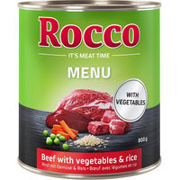 Produktbild von Rocco Hund Menü Adult Rind mit Gemüse und Reis Stückchen in Sauce 24 x 800 g - 24 x 800 g