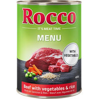 Produktbild von Rocco Hund Menü Adult Rind mit Gemüse und Reis Stückchen in Sauce 6 x 400 g - 24 x 400 g