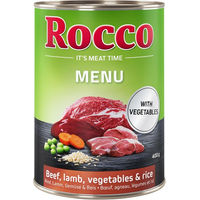 Produktbild von Rocco Hund Menü Adult Rind mit Lamm, Gemüse und Reis Stückchen in Sauce 24 x 400 g - 24 x 400 g