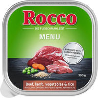 Produktbild von Rocco Hund Menü Adult Rind mit Lamm, Gemüse und Reis Stückchen in Sauce 9 x 300g - 9 x 300 g