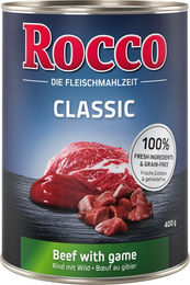 Produktbild von Rocco Hundefutter Classic Rind mit Wild Stückchen in Sauce Getreidefrei Adult 400 g - 400 g