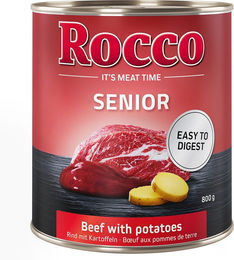 Produktbild von Rocco Hundefutter Senior Rind mit Stückchen in Sauce 6 x 800 g Monoprotein mit hohem Fleischanteil