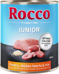 Produktbild von Rocco Junior Hundefutter Geflügel mit Hühnerherzen und Reis 6 x 800 g - 6 x 800 g
