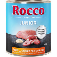 Produktbild von Rocco Junior Hundefutter Geflügel mit Hühnerherzen und Reis 6 x 800 g - 6 x 800 g