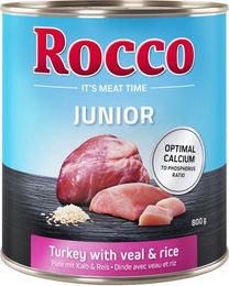 Produktbild von Rocco Junior Hundefutter Pute mit Kalbsherzen und Reis 6 x 800 g - 6 x 800 g