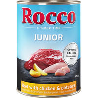Produktbild von Rocco Junior Hundefutter Rind mit Huhn und Kartoffeln 24 x 400 g ohne Farb- und Aromastoffe - 24 x 400 g
