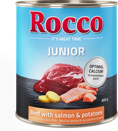 Produktbild von Rocco Junior Hundefutter Rind mit Lachs und Kartoffeln 6 x 800 g - 6 x 800 g