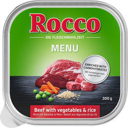 Produktbild von Rocco Menü Hundefutter Adult Rind mit Gemüse und Reis Stückchen in Sauce 9 x 300g - 9 x 300 g