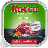 Produktbild von Rocco Menü Hundefutter Adult Rind mit Gemüse und Reis Stückchen in Sauce 9 x 300g - 9 x 300 g