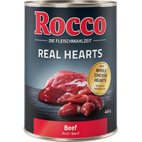 Produktbild von Rocco Real Hearts Hundefutter Adult Rind mit ganzen Hühnerherzen in Sauce, getreidefrei, 400 g Dose - 400 g