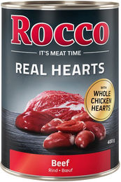 Produktbild von Rocco Real Hearts Hundefutter Adult Rind Stückchen in Sauce Getreidefrei 6 x 400 g - 6 x 400 g